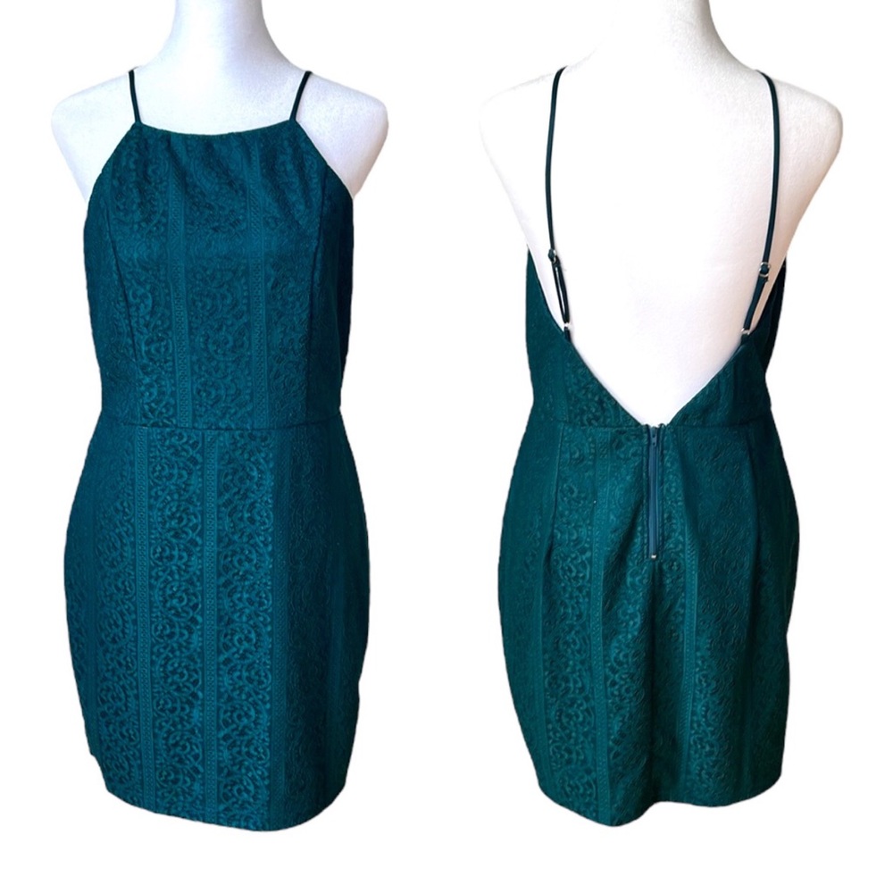 Windsor Dark Teal Blue Green Lace Backless Formal Dress Size Medium